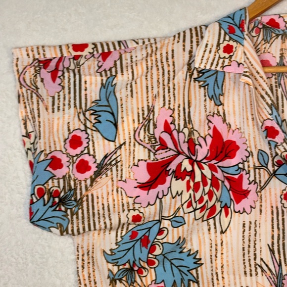 Cupshe floral striped button down tunic blouse used for swimsuit cover-up Size S - Picture 7 of 7